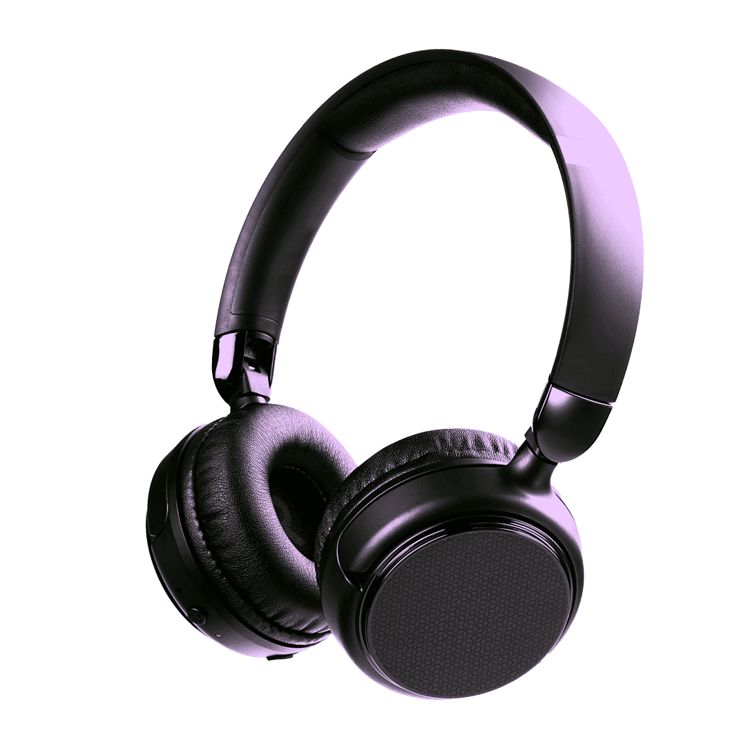 Pink and black headphones
